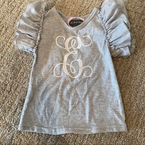 Monogrammed E Ruffle Top